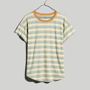 LAST CHANCE! Madewell Whisper Cotton Crewneck Tee - Colewell Stripe Pale Celadon